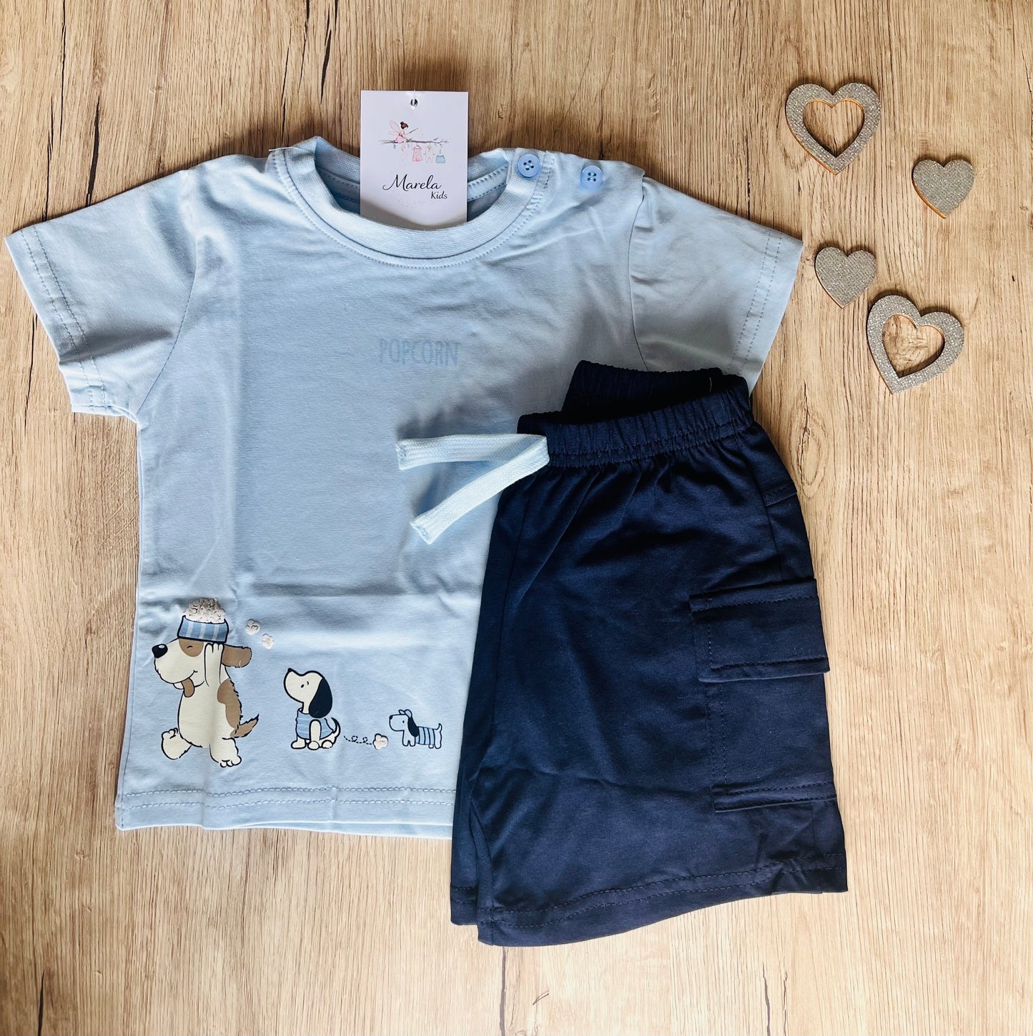 Conjunto palomitas azul