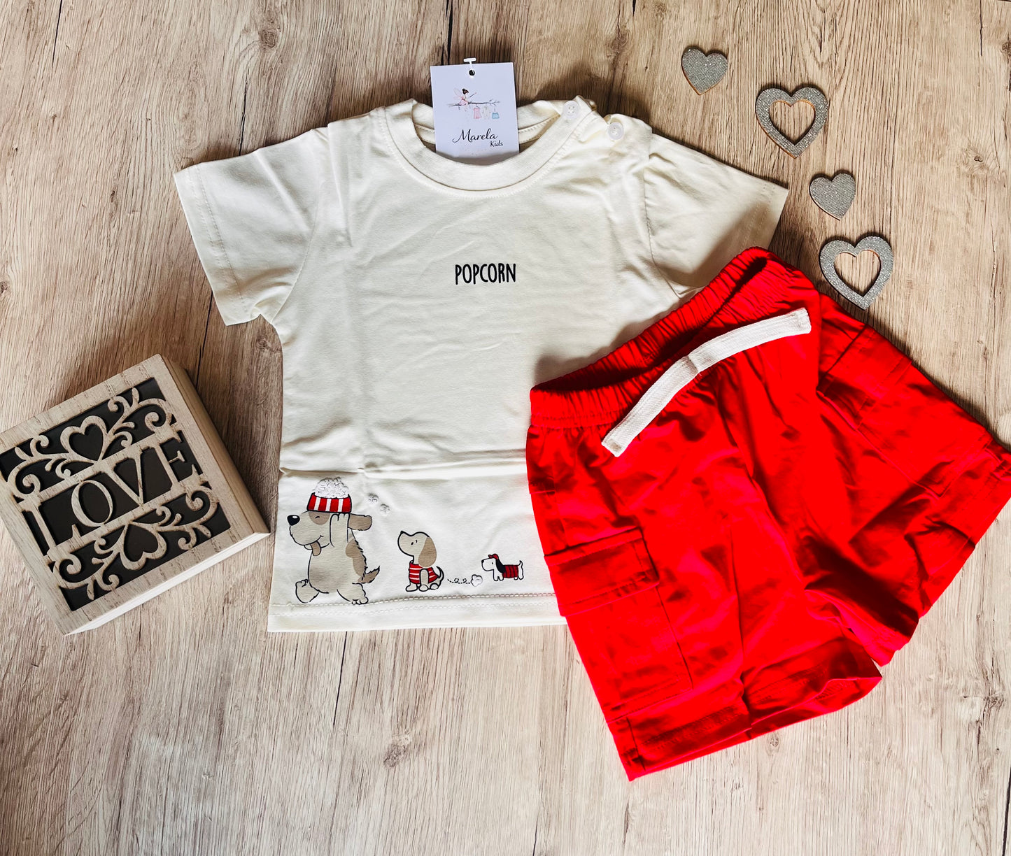 Conjunto palomitas rojo