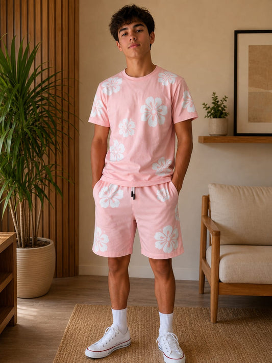 Conjunto flores rosa
