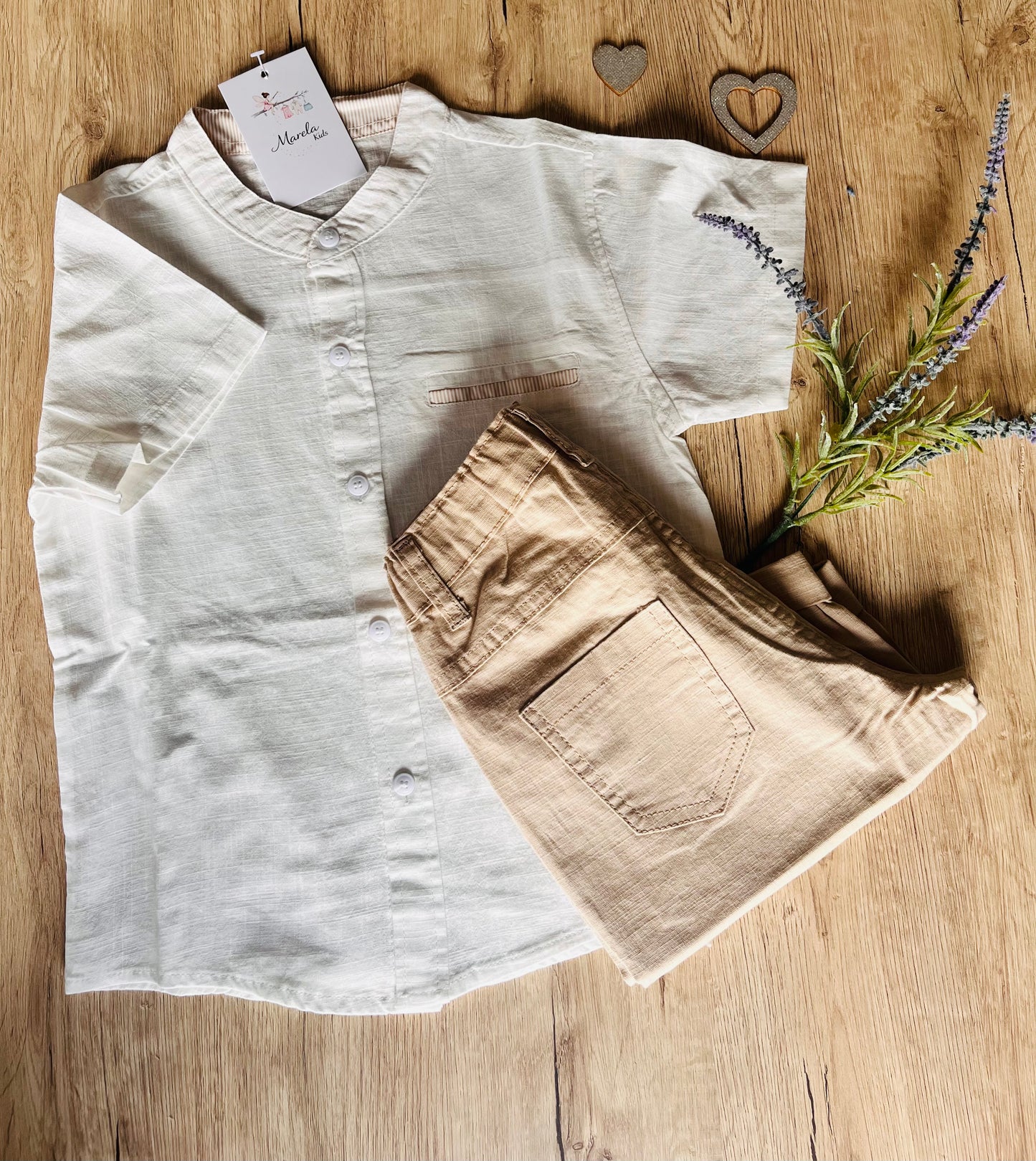 Conjunto camisa + pantalón camel