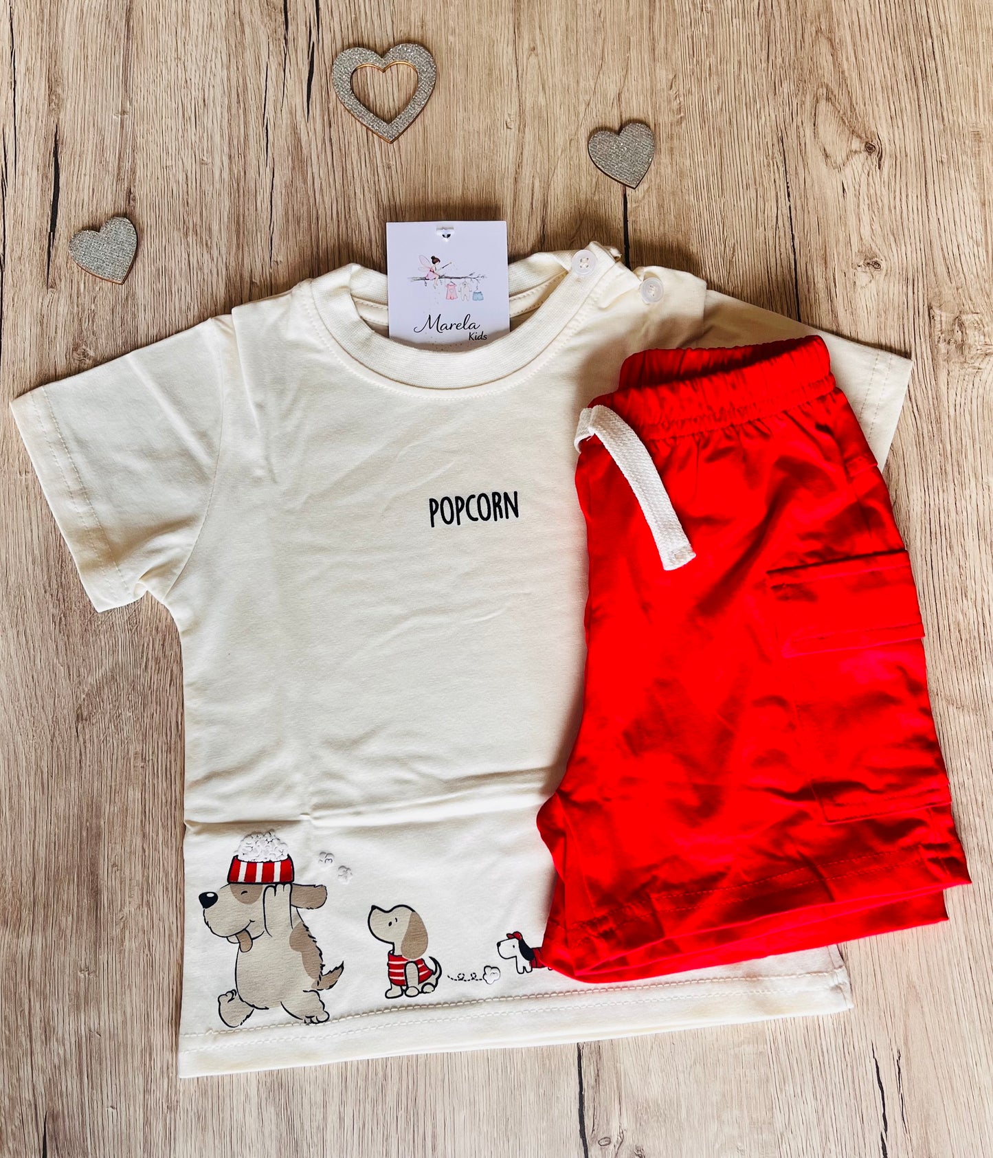 Conjunto palomitas rojo