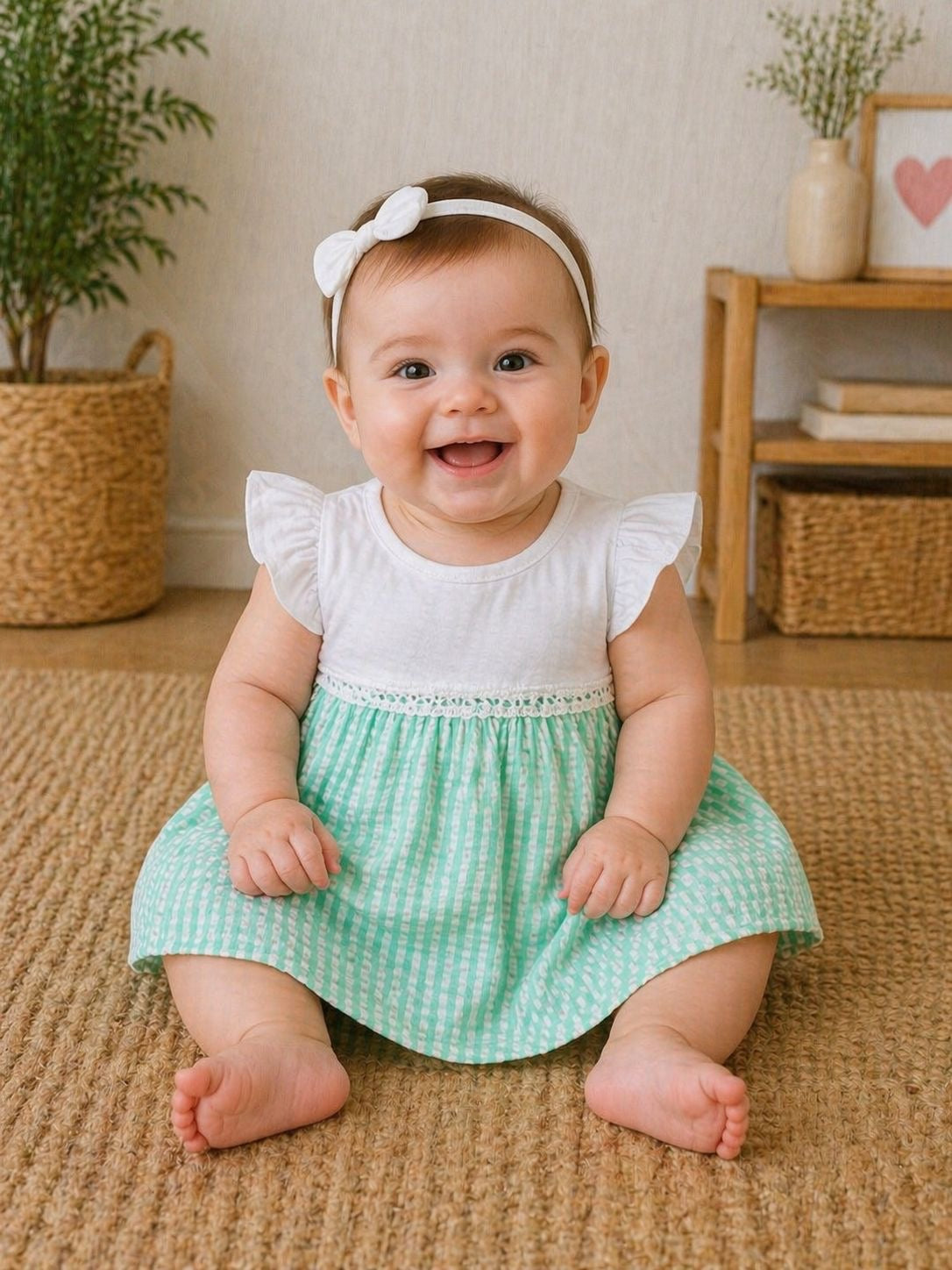 Vestido cuadro Vichy verde agua
