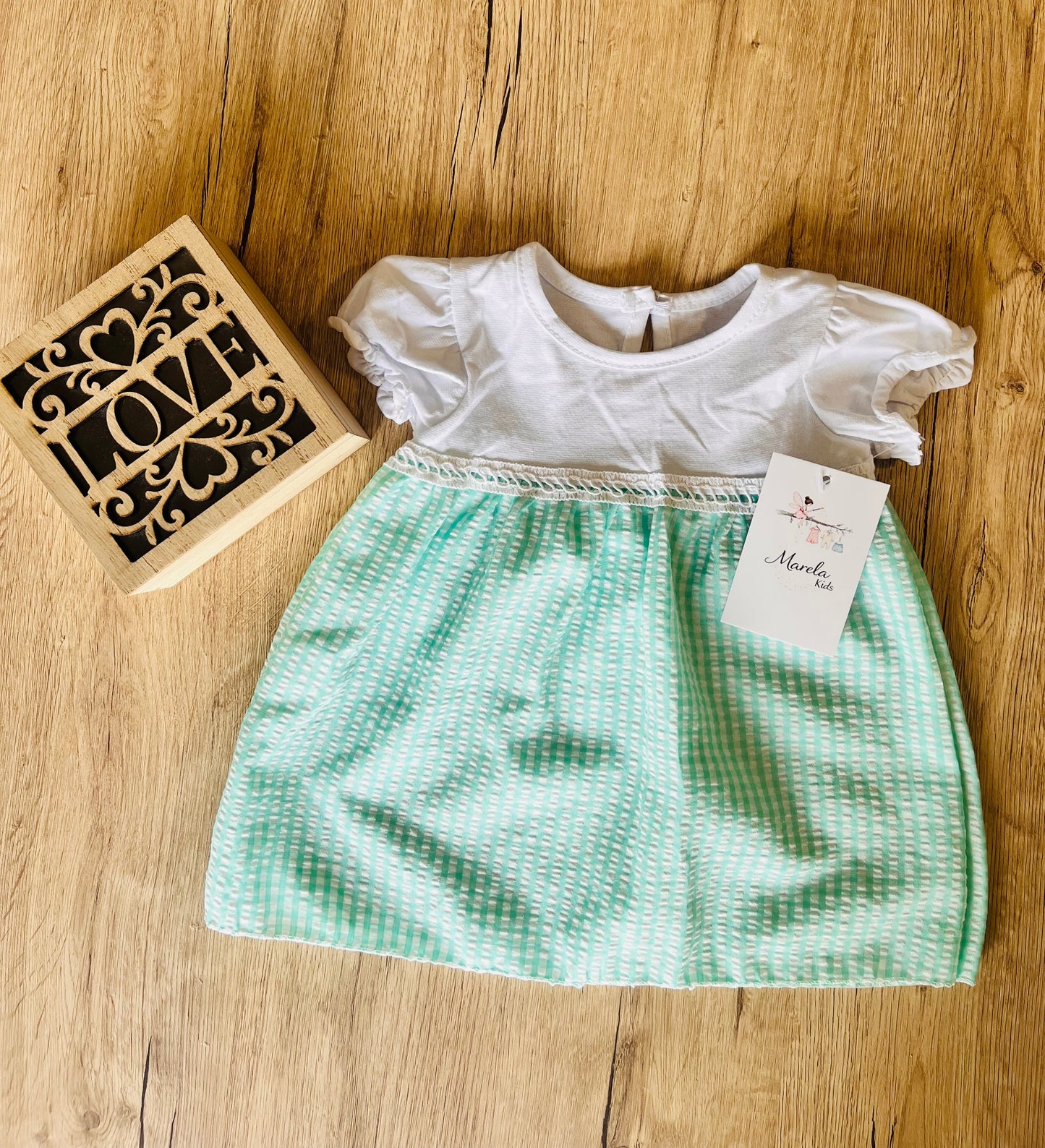 Vestido cuadro Vichy verde agua