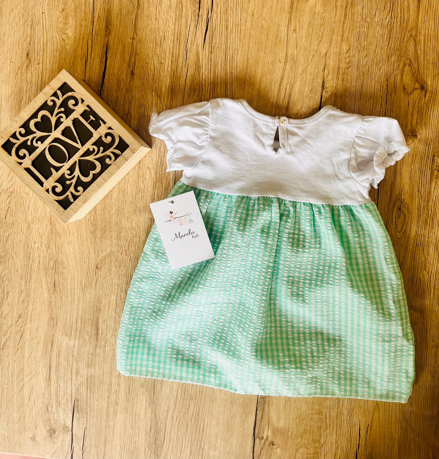 Vestido cuadro Vichy verde agua